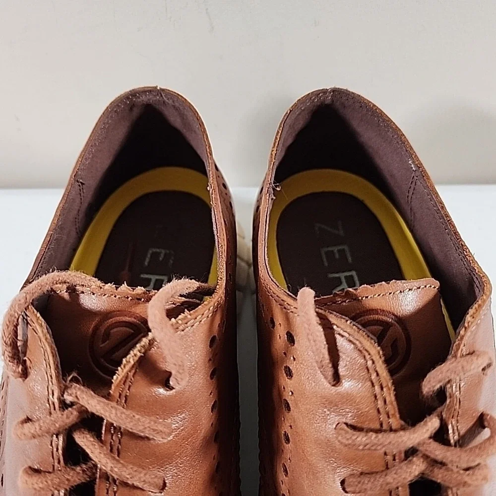 Cole Haan ZeroGrand Wingtip Oxford Shoe Leather British Tan C14493 Mens 11.5 M - Picture 9 of 11